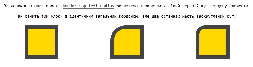 Властивість border-top-left-radius